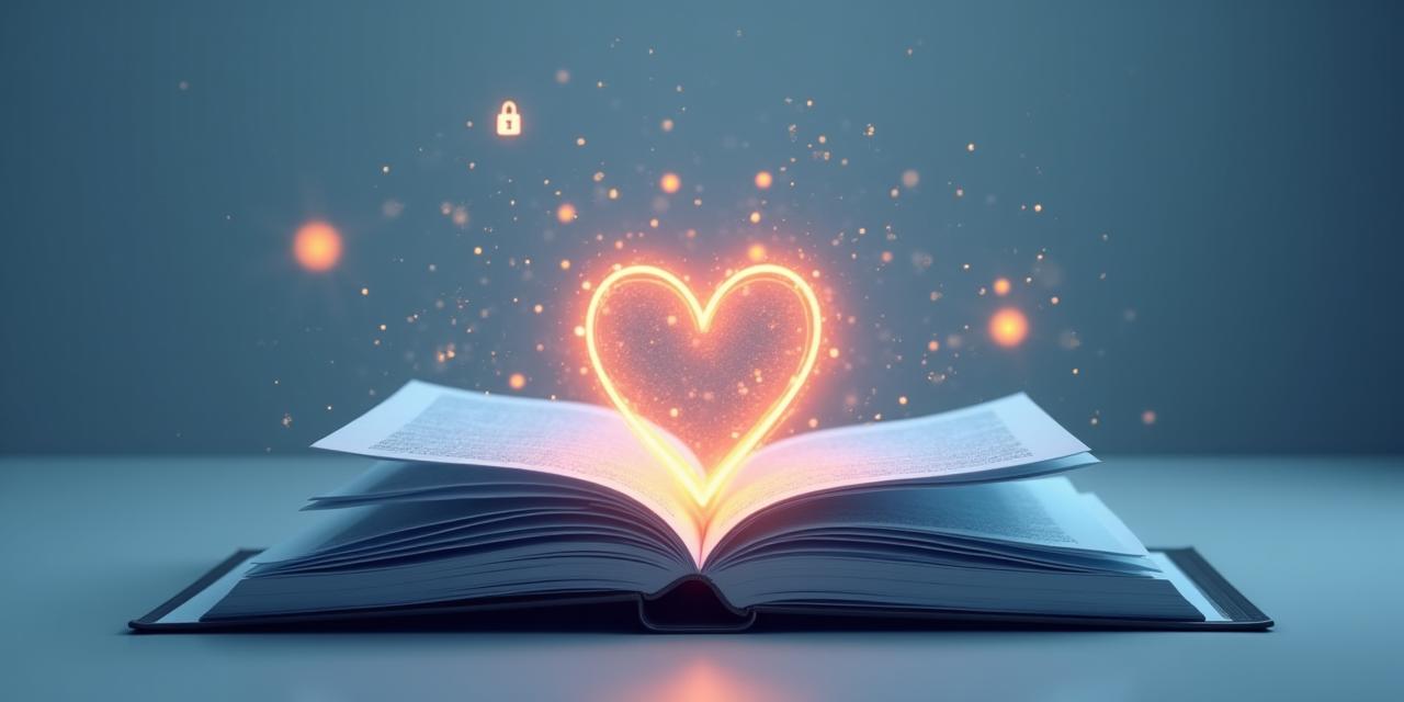 Symbolische Darstellung von rechtlicher Transparenz: Eine geöffnete Akte mit einem Herzsymbol, umgeben von Gesetzestexten und einem Vorhängeschloss, das Vertrauen signalisiert.